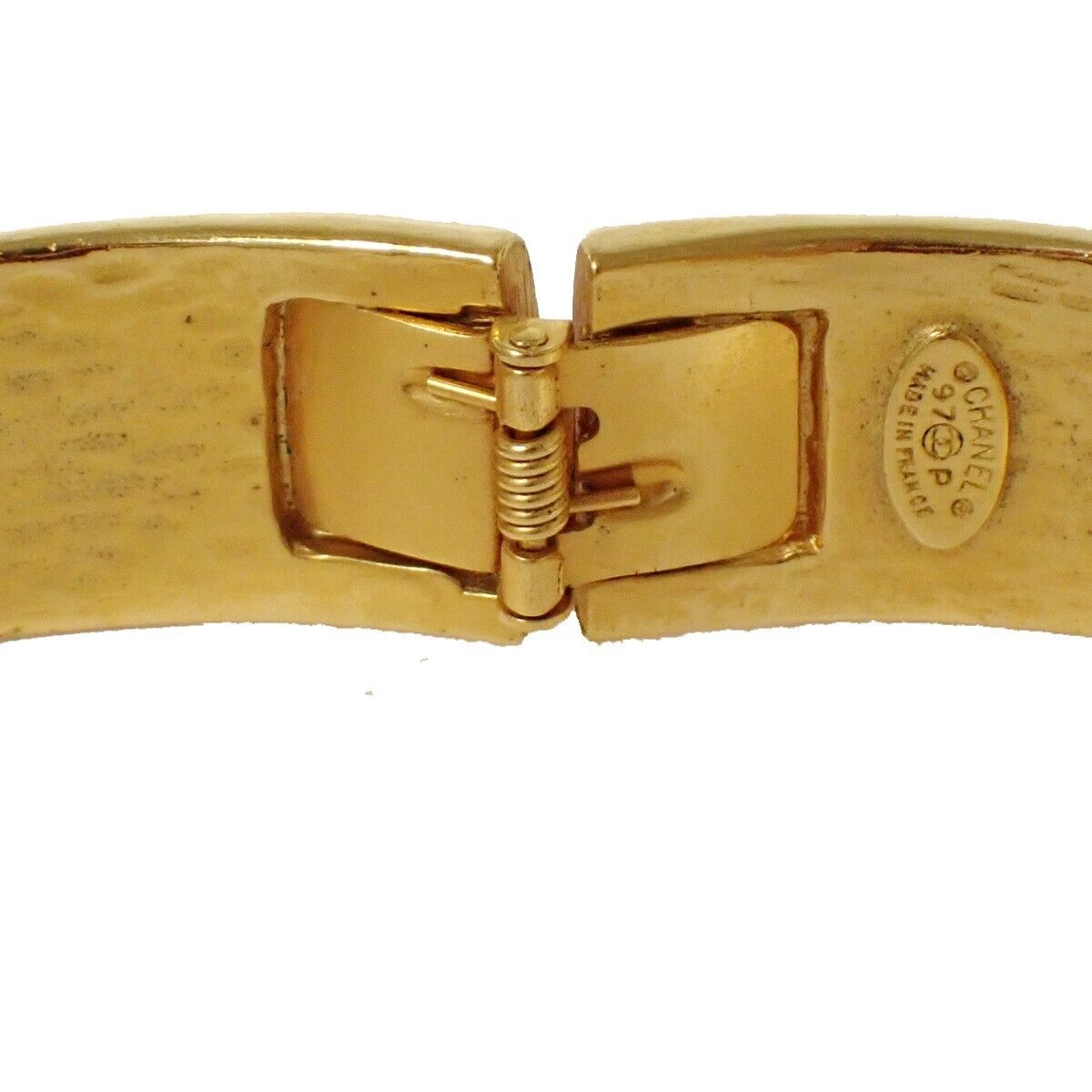 CHANEL CC Lapis Lazuli Bracelet Bangle 97P GHW Blue Accessory Vintage 28RH121