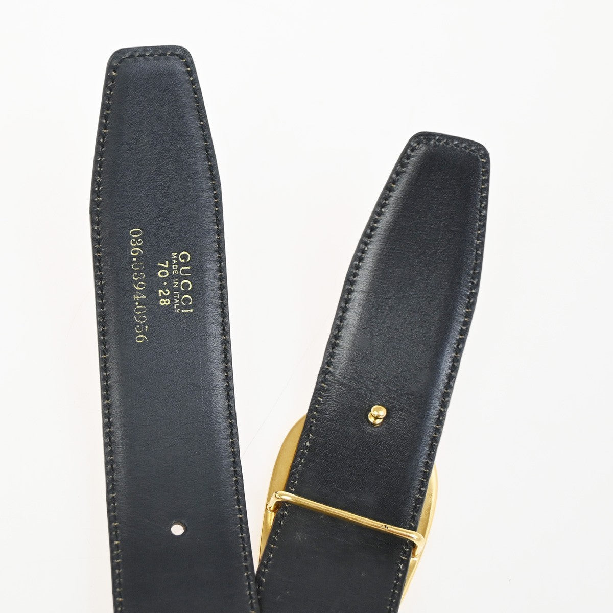 GUCCI G Logo Belt 70/28 Leather Brown Blue GHW Italy 66KC646