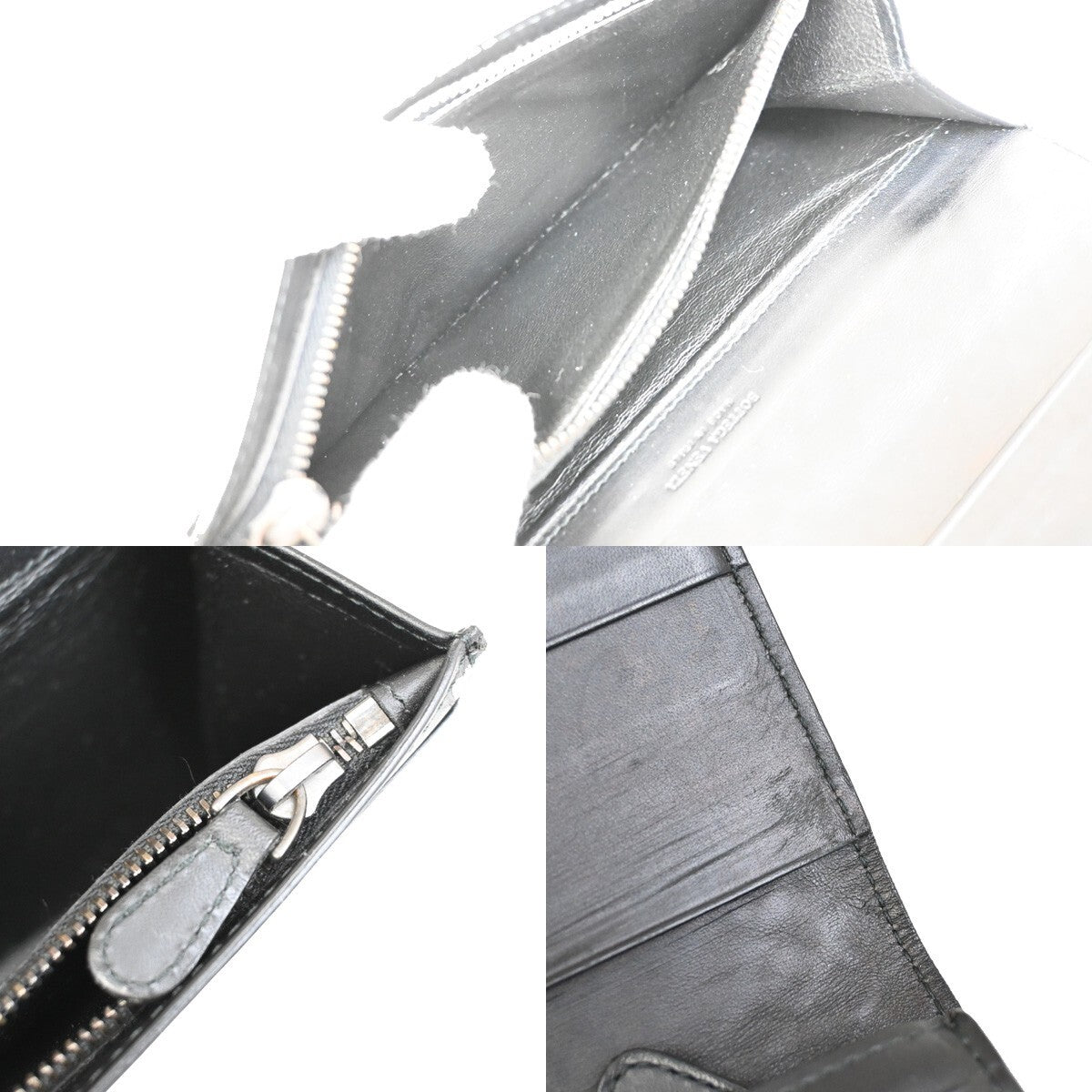 BOTTEGA VENETA Logo Intrecciato Bifold Long Wallet Leather Black Italy 69EE267