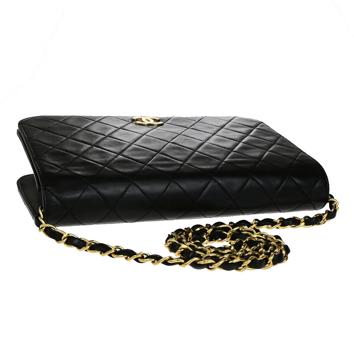 CHANEL CC Matelasse 23 Full Flap Chain Shoulder Bag Black GHW Vintage 645RK760