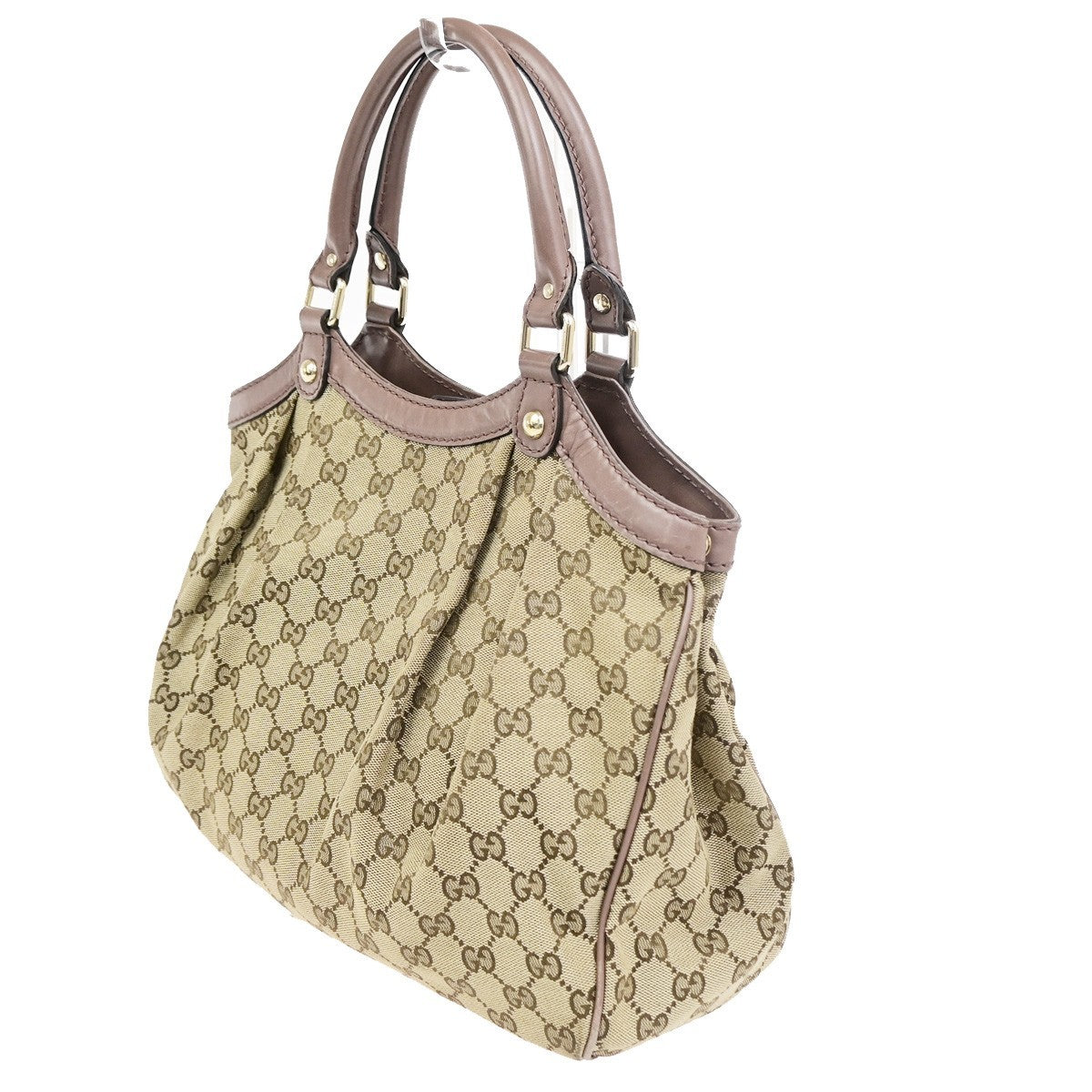 GUCCI Sukey Shoulder Hand Bag Canvas Leather Beige Pink GHW Italy 85CB047