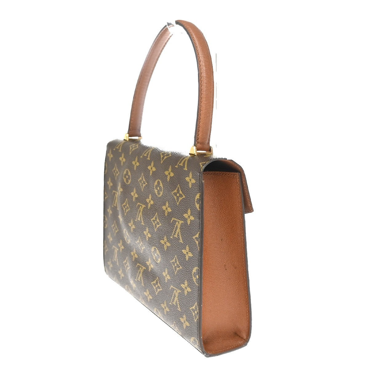 LOUIS VUITTON LV Logo Malesherbes Hand Bag Monogram Leather Brown M51379 84CA876