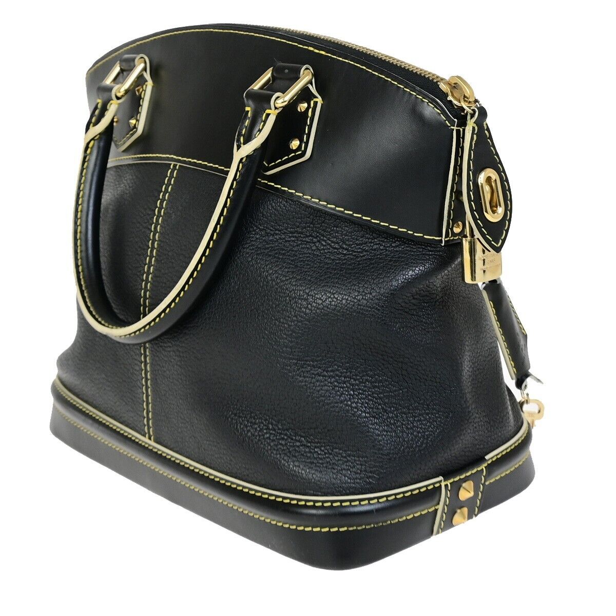 LOUIS VUITTON LV Logo Lockit PM Hand Bag Suhali Leather Black GHW M91888 48KA405