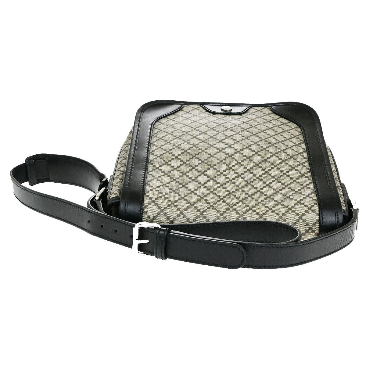 GUCCI Logo Diamante Crossbody Shoulder Bag PVC Leather Brown Black SHW 18YG605