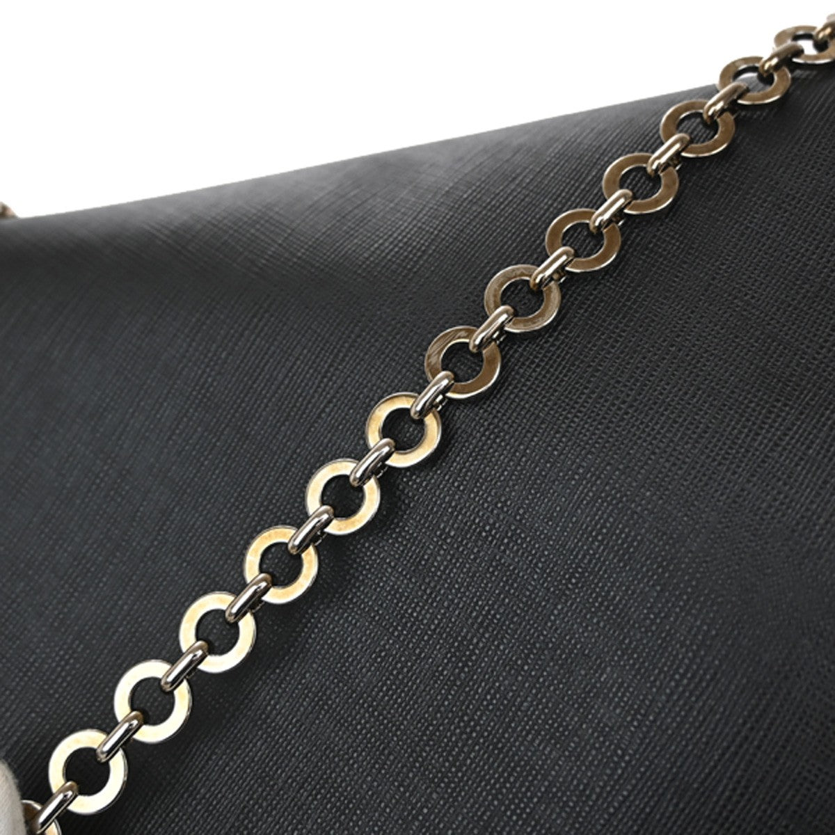 SALVATORE FERRAGAMO Logo Gancini Chain Shoulder Bag Leather Black SHW 33YH542