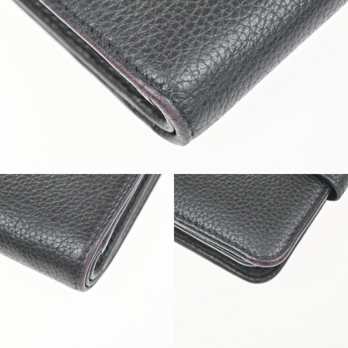 PRADA Logo Bifold Compact Wallet Purse Vitello Leather Black GHW Italy 65YJ111