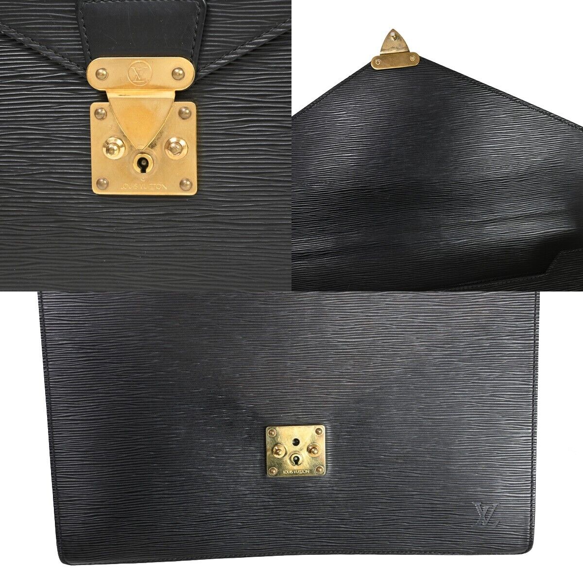 LOUIS VUITTON Serviette Conseiller Hand Bag Epi Leather Black M54422 65SH389