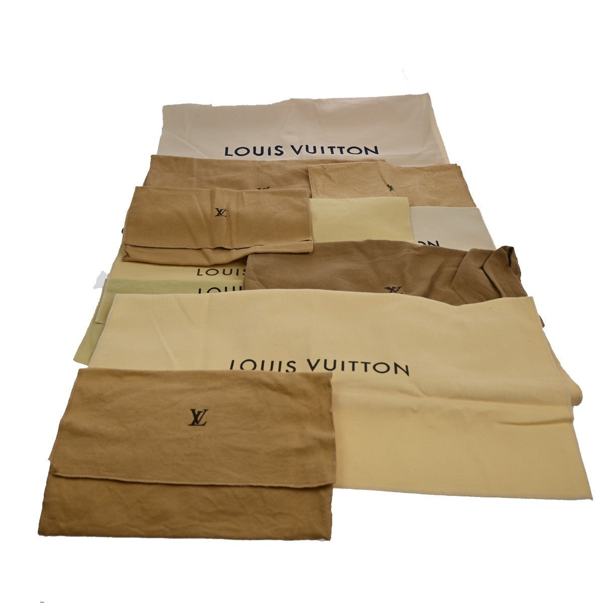 LOUIS VUITTON Logo 10 Set Dust Bag Drawstring Canvas Cotton Beige Brown 09KC083