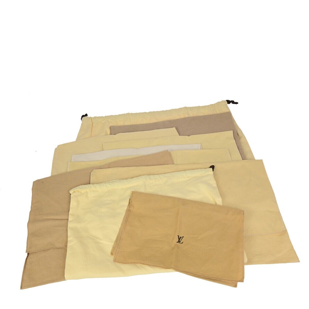 LOUIS VUITTON Logo 10 Set Dust Bag Drawstring Canvas Cotton Beige Brown 09FA768