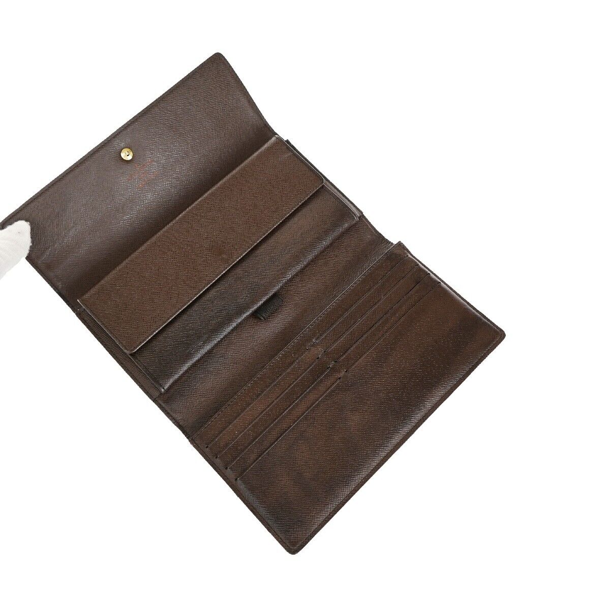 LOUIS VUITTON 3 Set Bifold Wallet Damier Azur Ebene Leather White Brown 38KA236