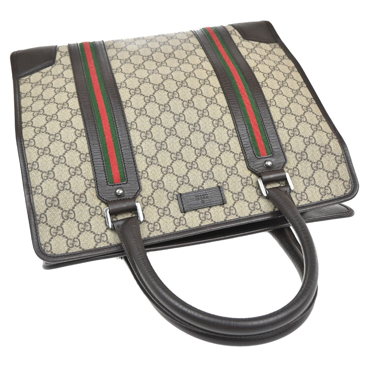 GUCCI Logo GG Pattern Sherry Shoulder Tote Bag Supreme Leather Brown 77KP593
