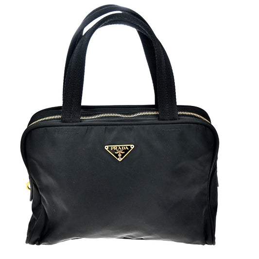 PRADA Logo Tessuto Shoulder Hand Bag Nylon Leather Black GHW 81TA424
