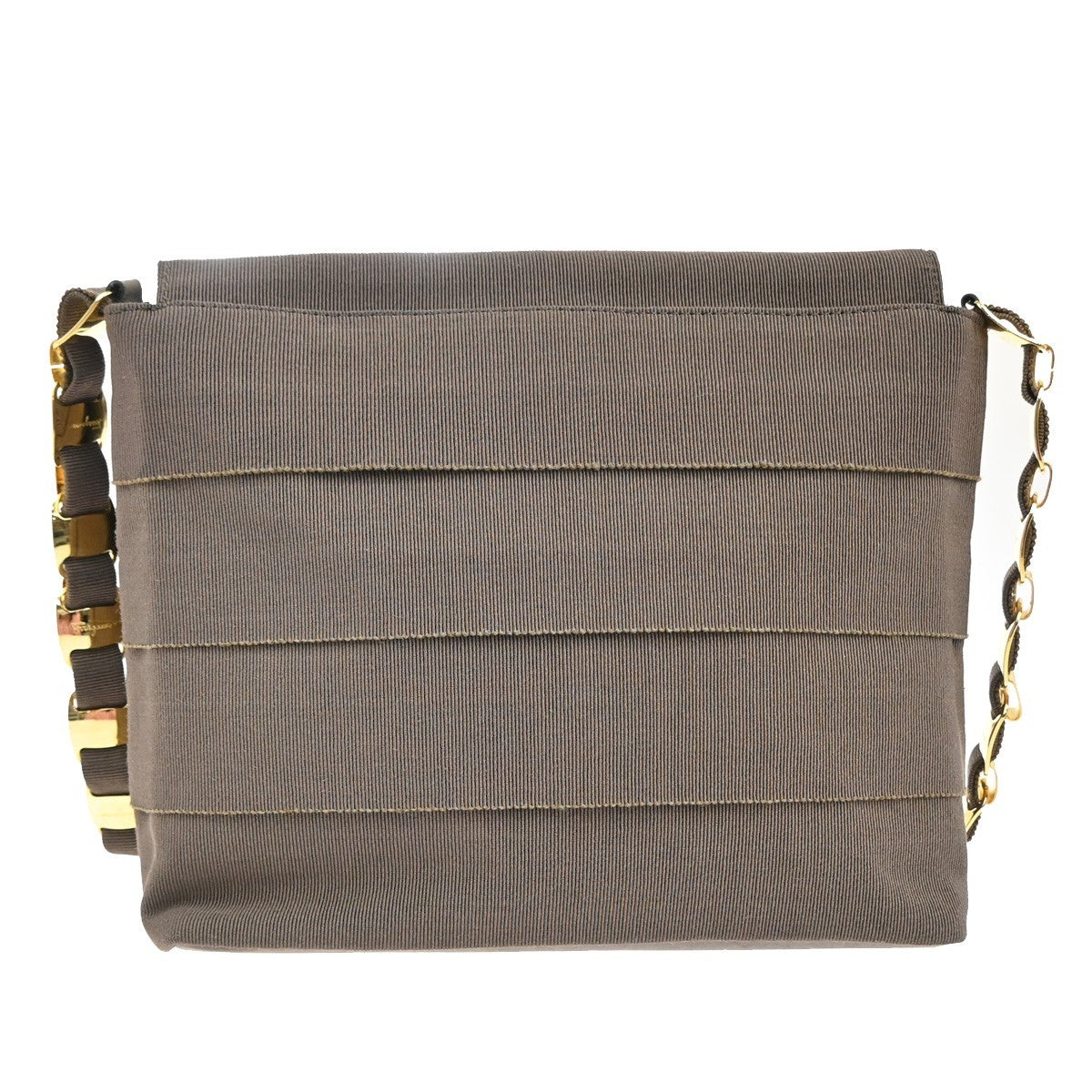 SALVATORE FERRAGAMO Vara Shoulder Bag Canvas Leather Brown GHW Italy 61ZA012
