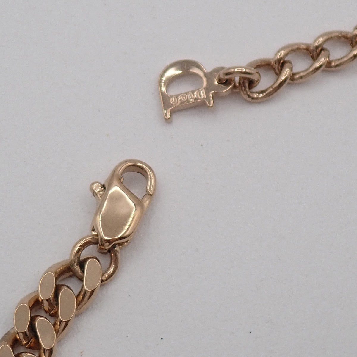 CHRISTIAN DIOR CD Logo Rhinestone Pendant Necklace Charm Gold 05KP244