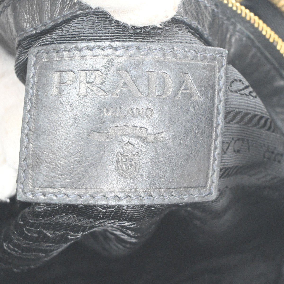 PRADA MILANO Messenger Shoulder Bag Canvas Leather Black GHW  11TA527