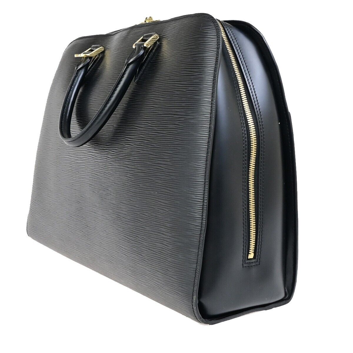 LOUIS VUITTON LV Logo Sorbonne Hand Bag Epi Leather Black France M54512 35ED052