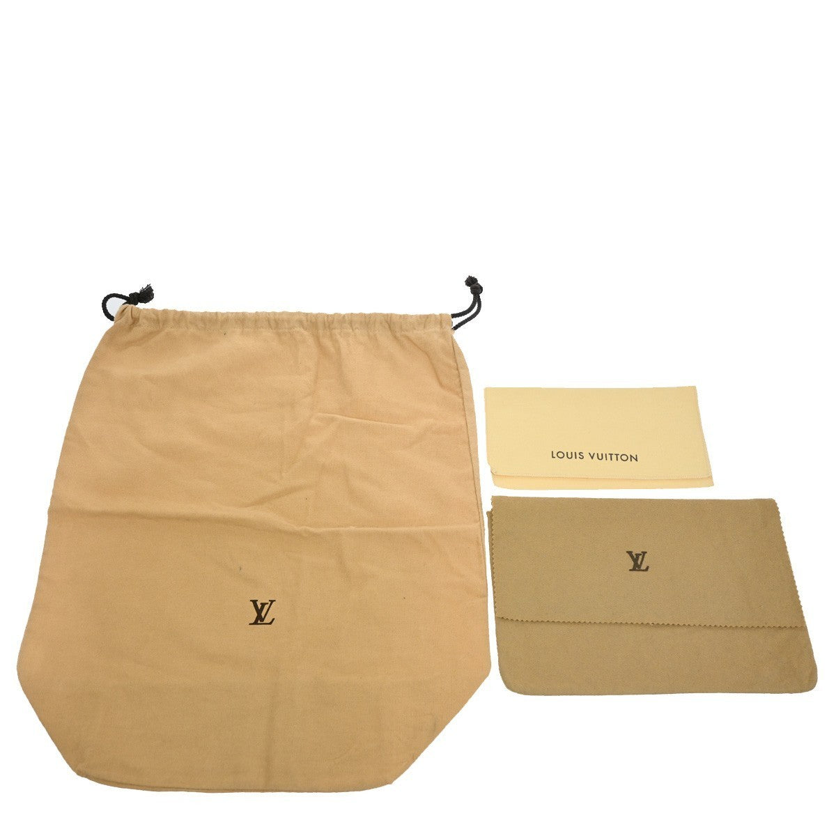 LOUIS VUITTON Logo 10 Set Dust Bag Drawstring Canvas Cotton Beige Brown 07KB709