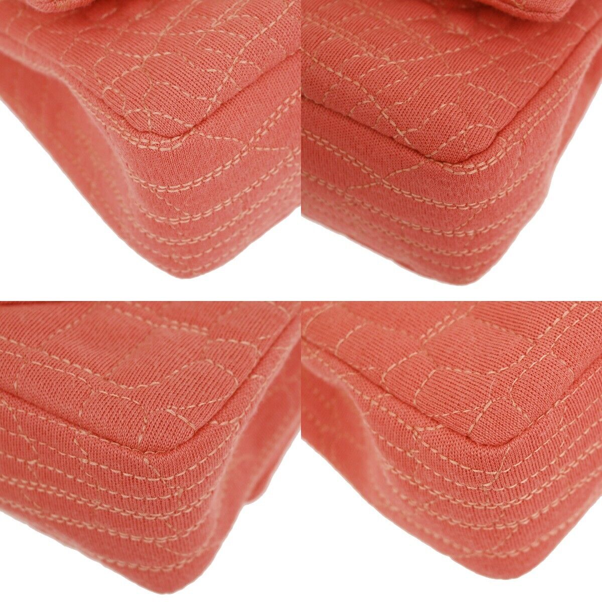 CHANEL Logo 2.55 Double Flap Chain Shoulder Bag Canvas Leather Pink GHW 314RJ738