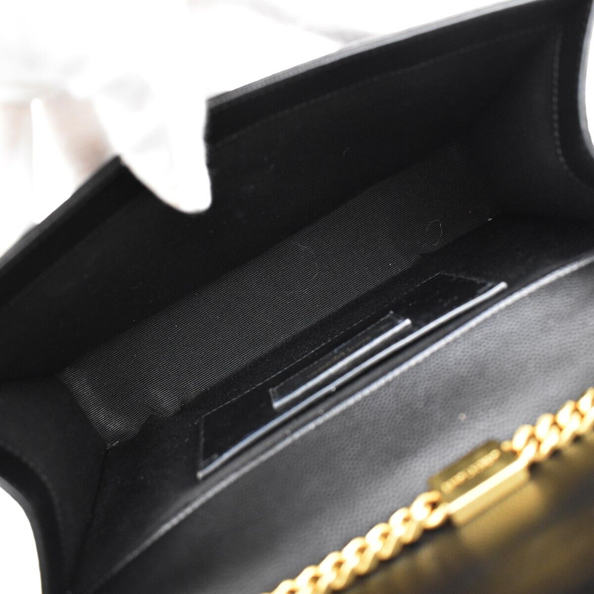 SAINT LAURENT YSL Logo Kate Medium Chain Shoulder Bag Leather Black GHW 689RH460