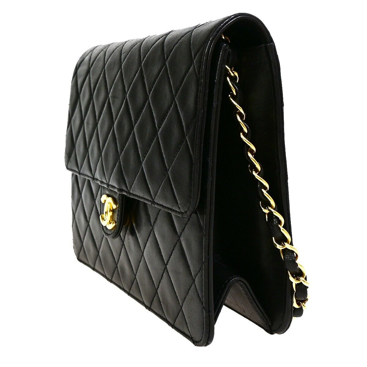 CHANEL CC Matelasse Chain Shoulder Bag Leather Black GHW Vintage 386RJ836
