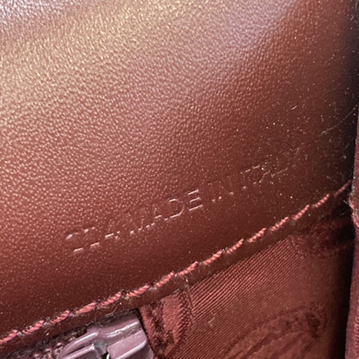 MUST DE CARTIER 2C Logo Clutch Hand Bag Leather Burgundy GHW Italy 05EC983