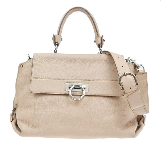 SALVATORE FERRAGAMO Logo Sofia Gancini 2Way Shoulder Hand Bag Leather BE 30YH886