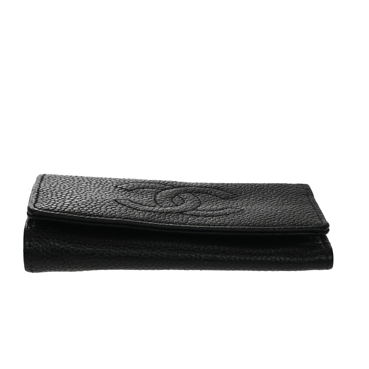CHANEL 6 Hooks Key Case Bifold Grained Calfskin Leather Black Vintage 62RF466