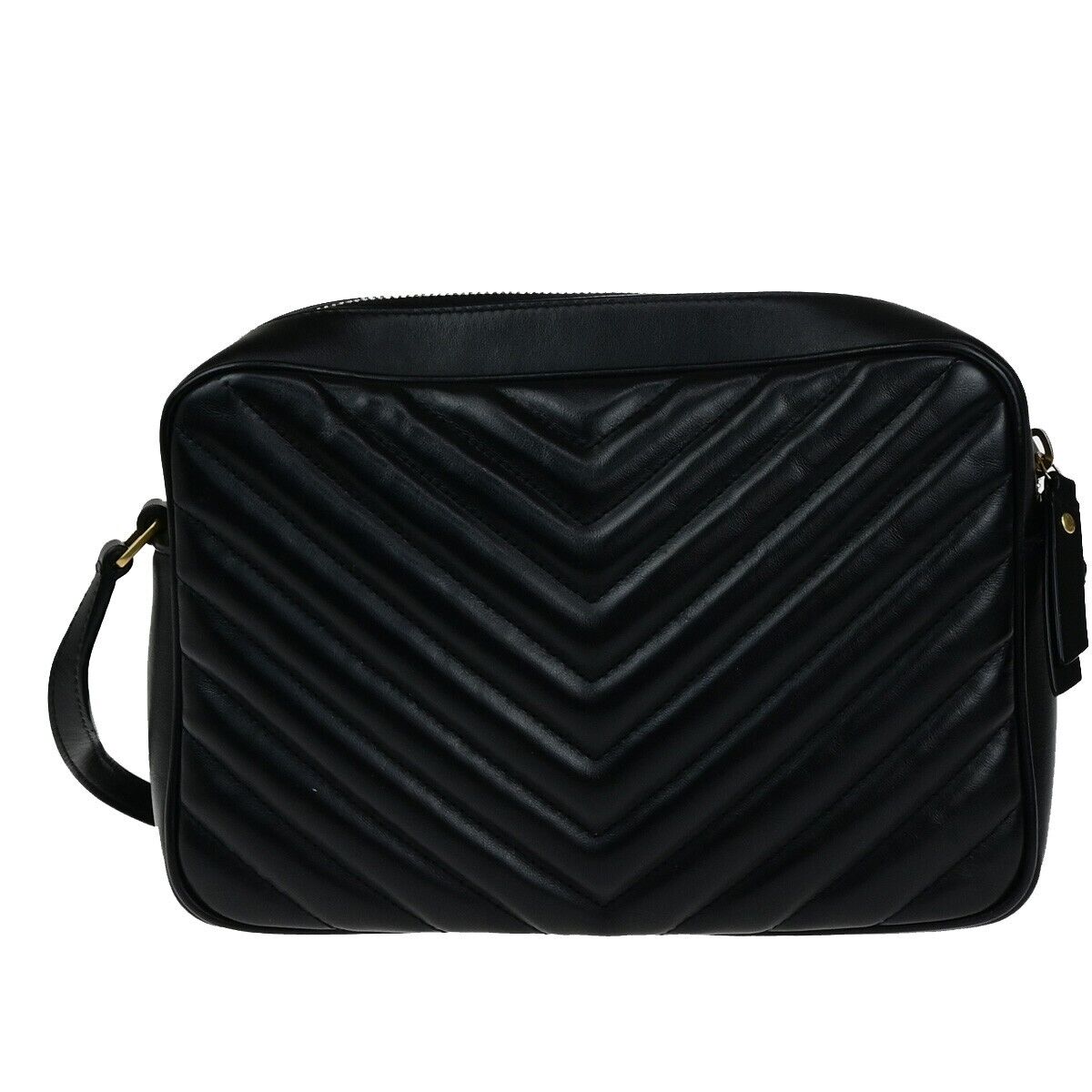 SAINT LAURENT YSL Logo Lou Tassel Shoulder Bag Leather Black GHW Italy 638RK536
