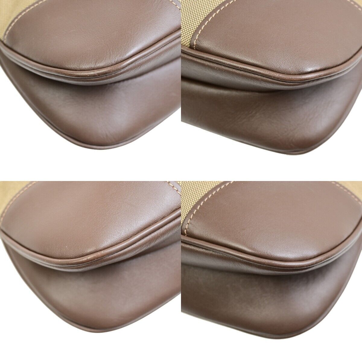 PRADA Logo Crossbody Shoulder Bag Jacquard Leather Brown GHW 18FB345