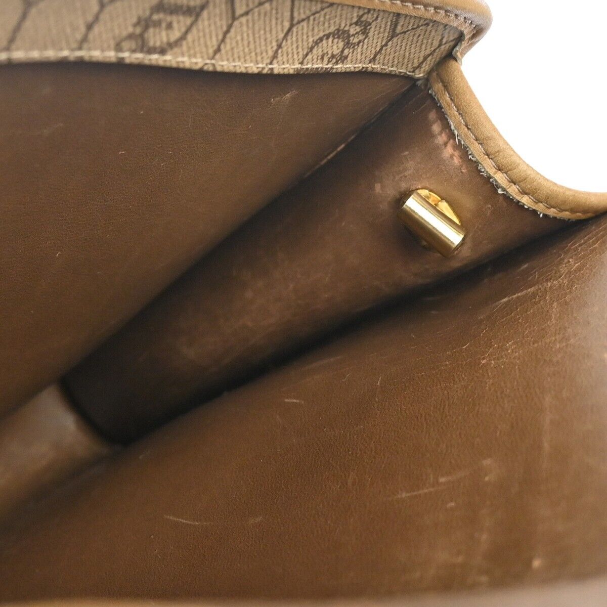 CHRISTIAN DIOR Logos Honeycomb Mini Shoulder Bag PVC Leather Brown Gold 67DA063