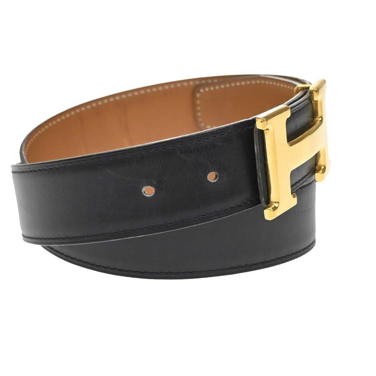 HERMES Constance H Logo Reversible Buckle Belt Leather Size 70 BK BN GHW 38RQ047