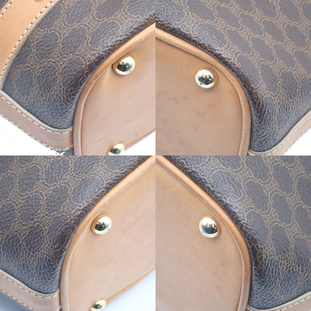 CELINE Logo Macadam Pattern Shoulder Bag PVC Leather Brown GHW Italy 33KC954