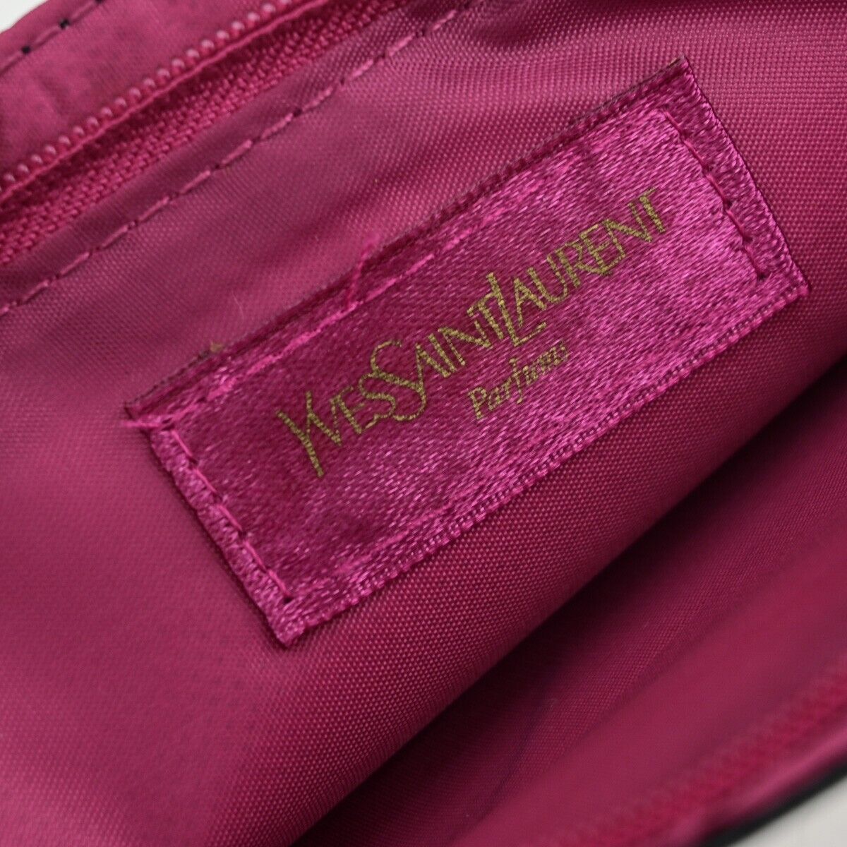 YVES SAINT LAURENT YSL Logo Pouch Bag Patent Leather Black Pink GHW 03EC033