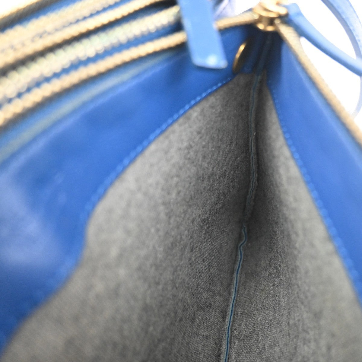CELINE Logo Trio Crossbody Shoulder Bag Leather Blue Italy 87KP580