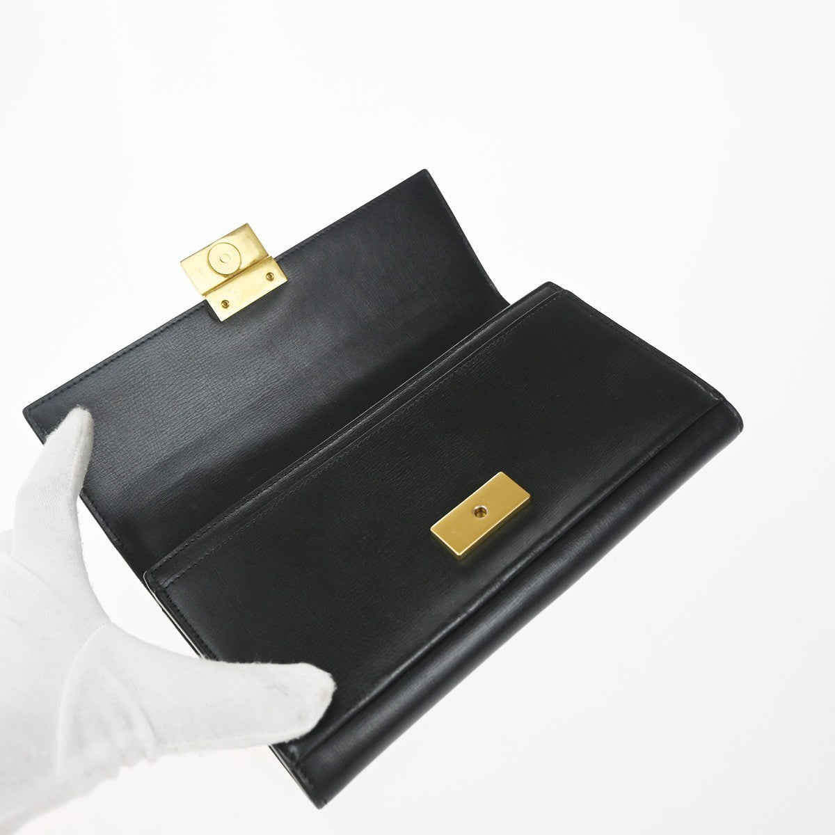 SAINT LAURENT YSL Logo Bifold Long Wallet Leather Black GHW Italy 68KP489
