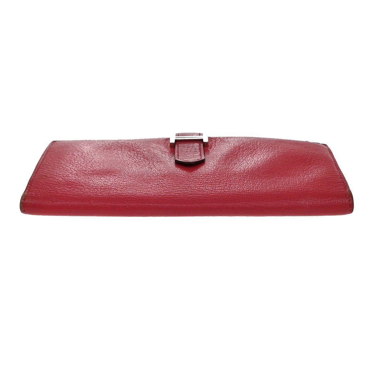 HERMES Logo Bearn Long Bifold Wallet Chevre Leather Pink France 61KP048