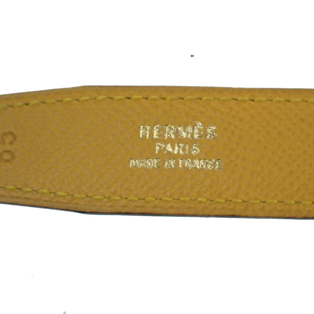 HERMES Logo Constance H Buckle Belt Size 65 Leather Yellow Black France 34RL638