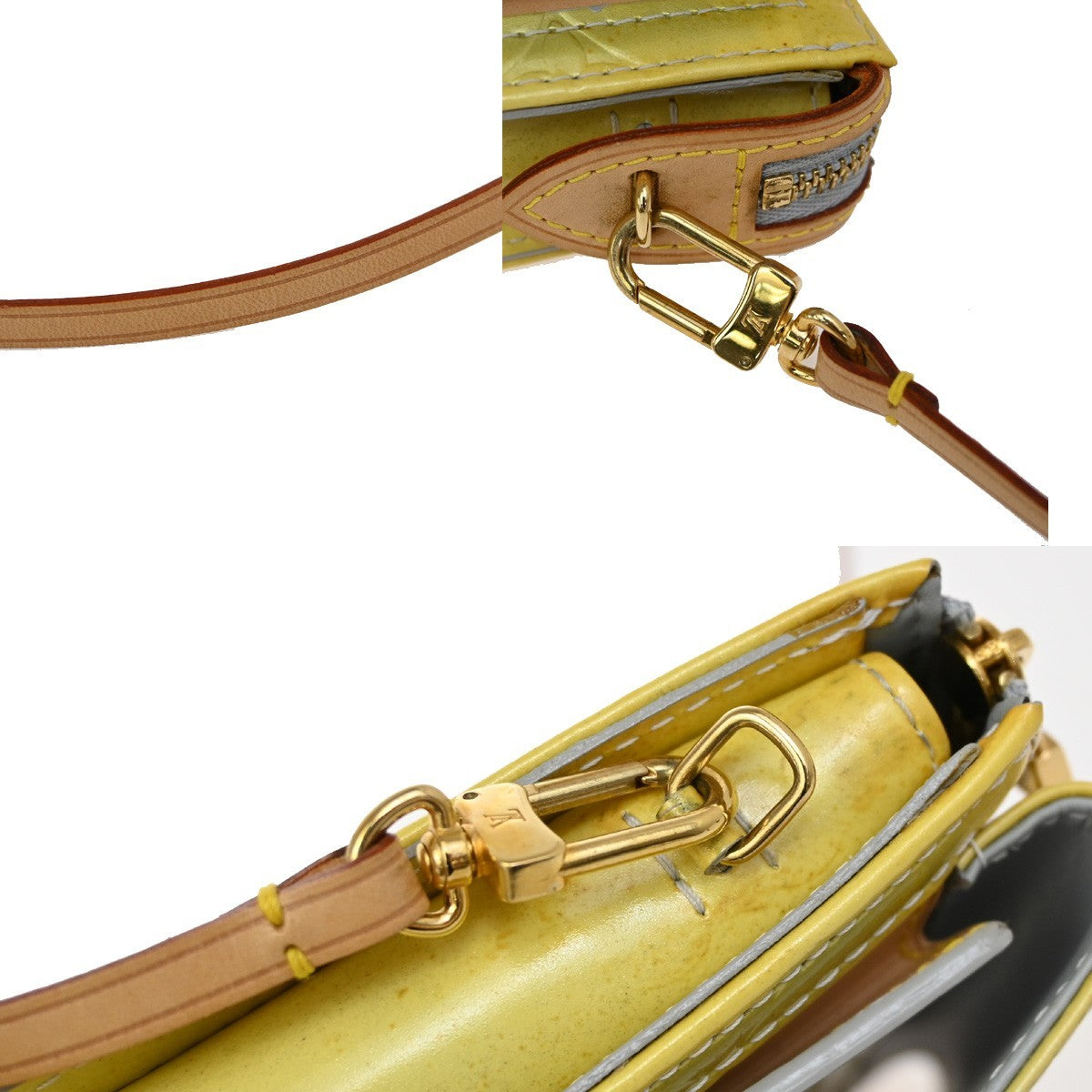 LOUIS VUITTON Mott Shoulder Bag Monogram Vernis Lime Yellow M91059 63KB273