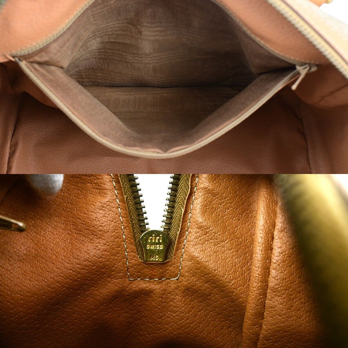 CELINE Macadam Pattern Travel Hand Bag PVC Leather Brown Gold Italy 67EC975