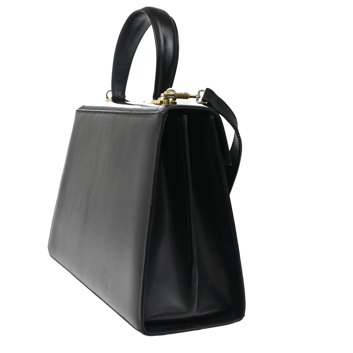 SALVATORE FERRAGAMO Gancini 2Way Shoulder Hand Bag Leather Black GHW 76RL108
