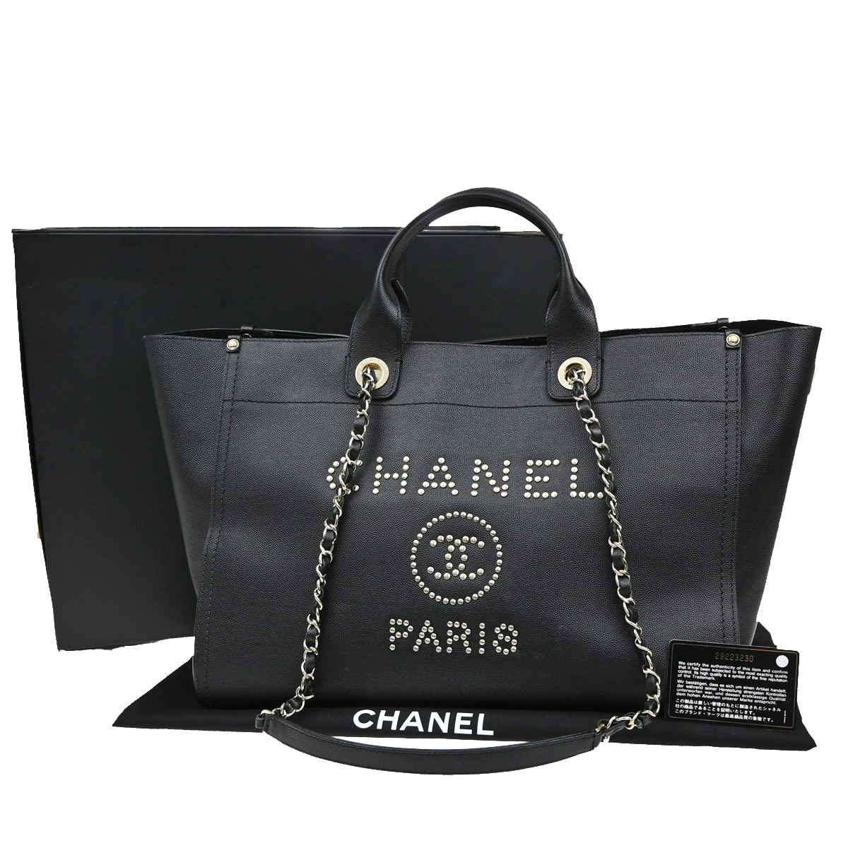 CHANEL CC Deauville 2Way Hand Bag Grained Calfskin Leather Studs BK GHW 773RL534