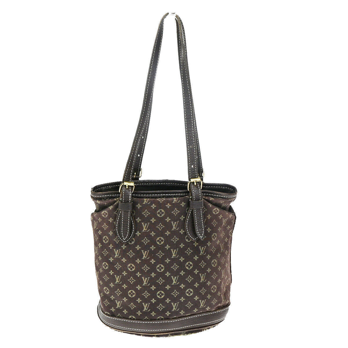 LOUIS VUITTON BUCKET PM Shoulder Tote Bag Monogram Mini Lin Ebene M95226 67YG556