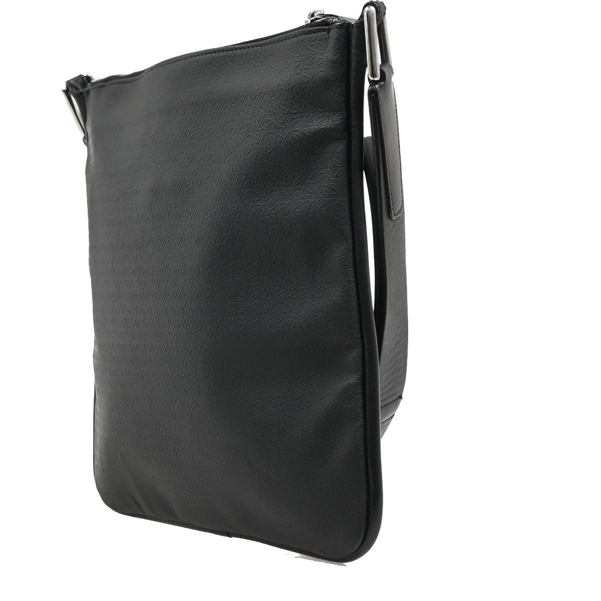 LOEWE Logo Repeat Anagram Shoulder Bag PVC Leather Black SHW Spain 32MA691