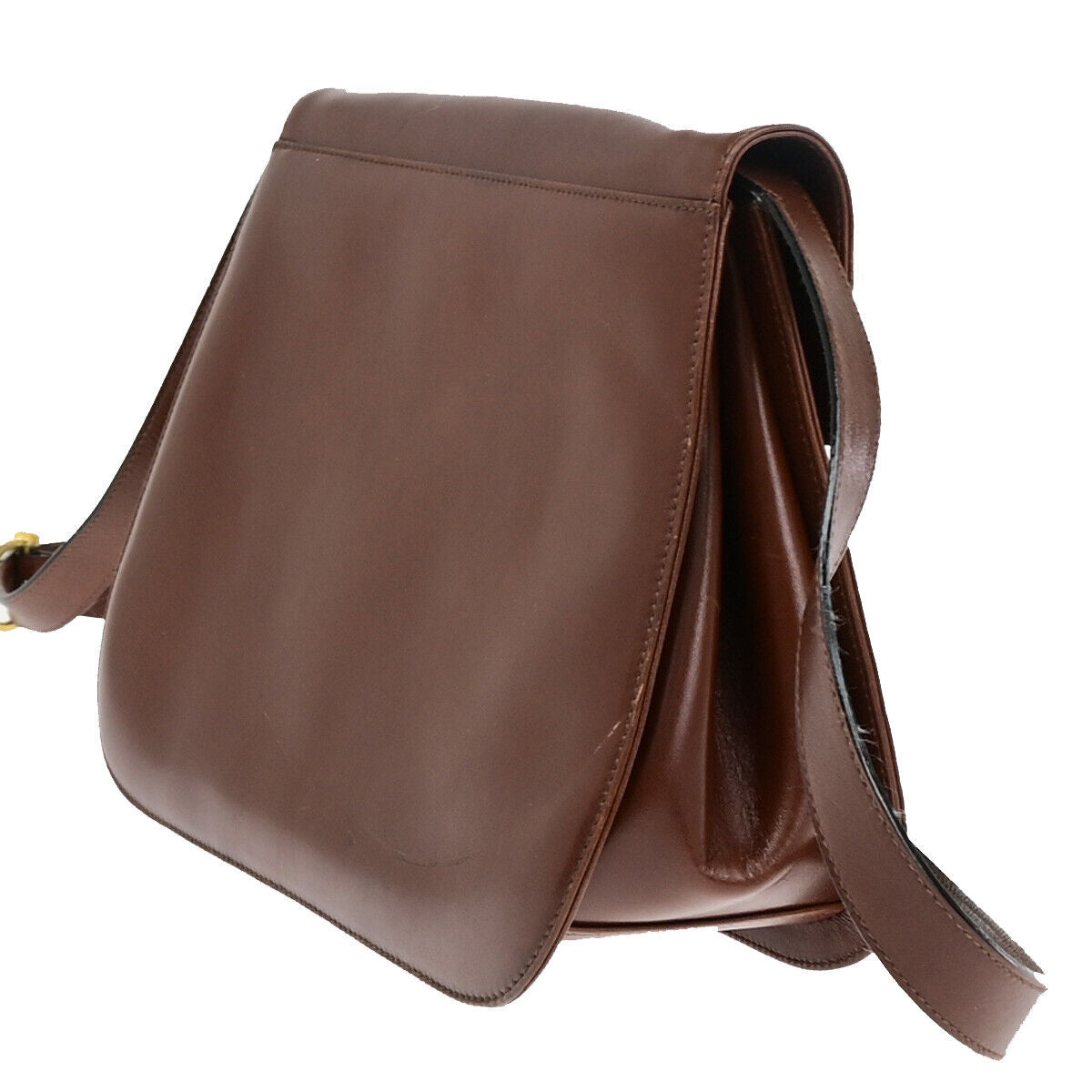 SALVATORE FERRAGAMO Logo Gancini Shoulder Bag Leather Brown GHW Italy 67YE859