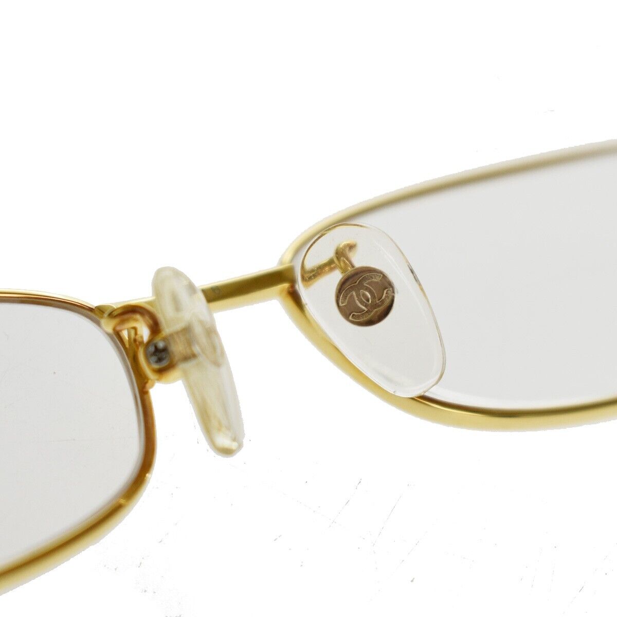 CHANEL CC Logo Rhinestone Glasses Eye Wear Plastic Black Gold Japan ACC 60GA716