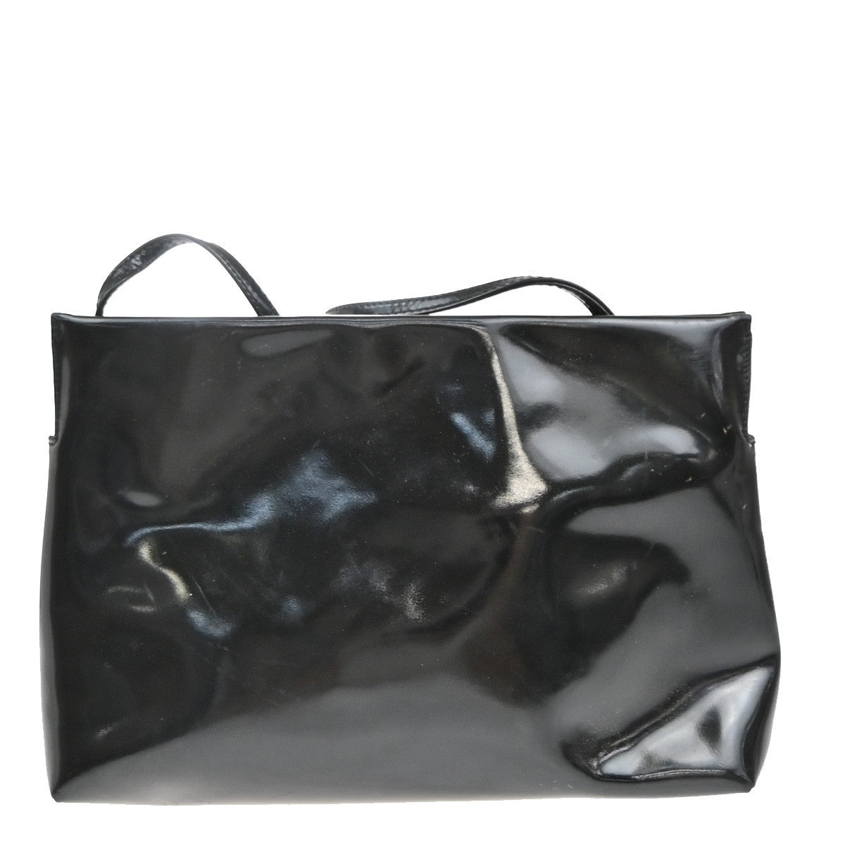 SALVATORE FERRAGAMO Vara 2Way Shoulder Clutch Bag Patent Leather Black 07KA909