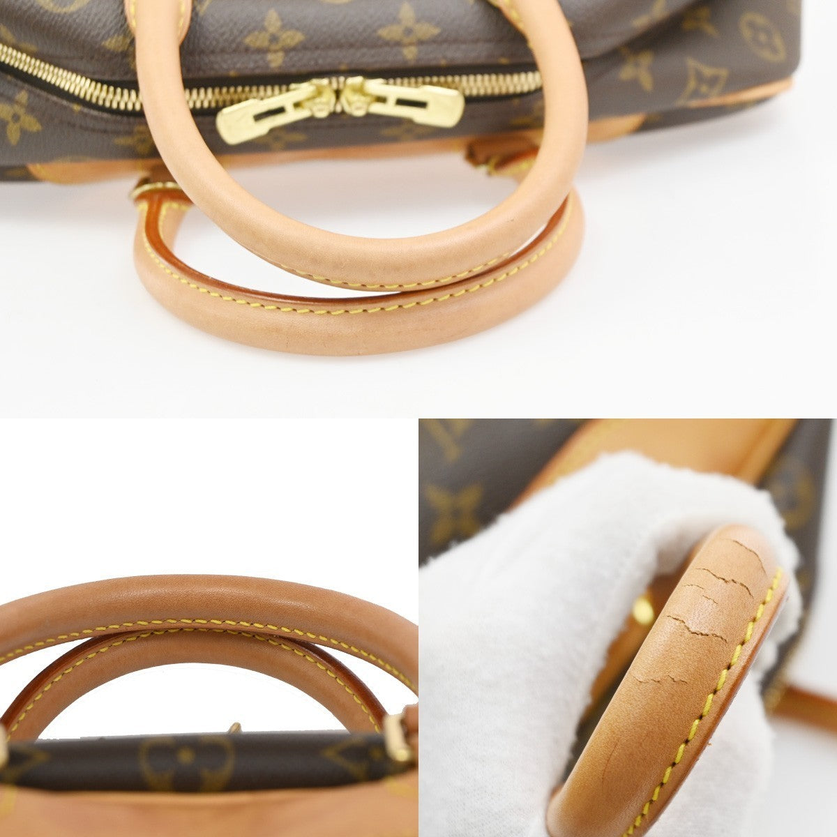 LOUIS VUITTON LV Logo Deauville Hand Bag Monogram Leather Brown M47270 74PA105