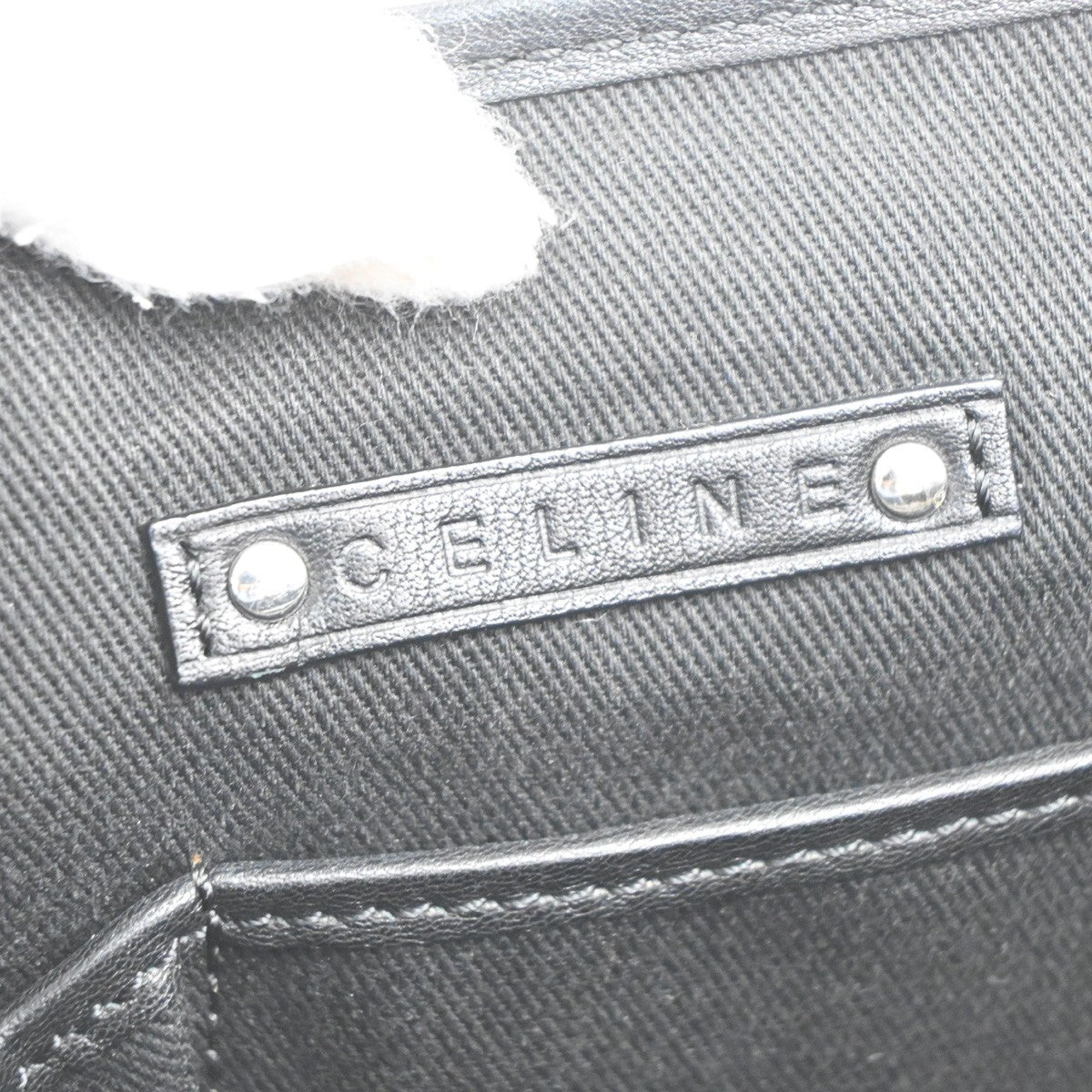 CELINE Logo C Macadam Pattern Boogie Hand Bag Suede Leather Black SHW 34MA429