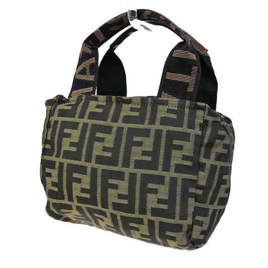 FENDI Logo Zucca Pattern Mini Hand Bag Canvas Leather Brown Italy 36FB183