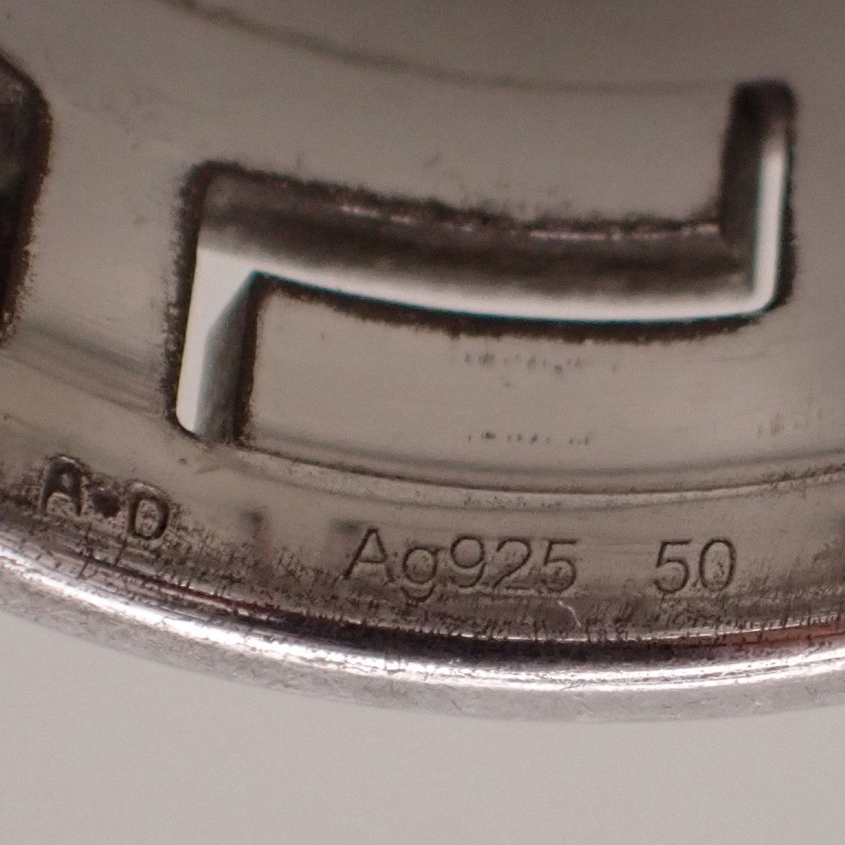 HERMES Logo Move H Ring Size 50 Silver 925  Pink Accessory 64RL361